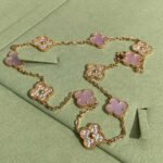 CLOVER 10 MOTIFS DIAMOND PINK MOP NECKLACE - Image 4