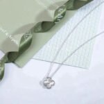 CLOVER 15MM DIAMOND LASER NECKLACE SILVER - Image 2