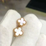 CLOVER MINI 9.5MM WHITE MOP EARRINGS - Image 2