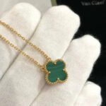 CLOVER 15MM MALACHITE SINGLE FLOWER NECKLACE - Image 5