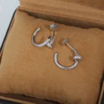 JUSTE EARRINGS 12.75MM SILVER DIAMOND - Image 3