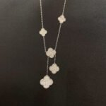 CLOVER 5 MOTIFS SILVER DIAMONDS NECKLACE - Image 4