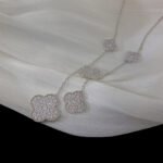 CLOVER 5 MOTIFS SILVER DIAMONDS NECKLACE - Image 5