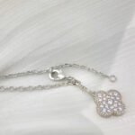 CLOVER 5 MOTIFS SILVER DIAMONDS NECKLACE - Image 6