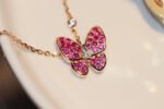 BUTTERFLY RED DIAMOND ROSE GOLD NECKLACE - Image 5