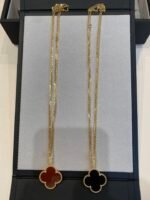 CLOVER 25MM NECKLACE GOLD CARNELIAN - Image 4