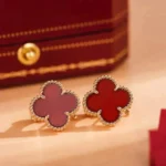 CLOVER MEDIUM 1 MOTIFS CARNELIAN EARRINGS - Image 3