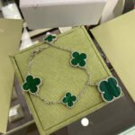 CLOVER 5 MOTIFS SIVLER MALACHITE BRACELET - Image 4