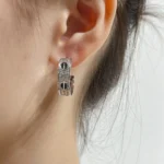 LOVE CERAMIC DIAMOND PAVED SILVER EARRINGS - Image 3