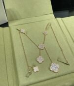 CLOVER 6 MOTIF DIAMOND PAVED NECKLACE - Image 2