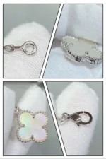 CLOVER 5 MOTIF WHITE MOP SILVER BRACELET - Image 3