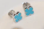 CLOVER MINI TURQUOISE SILVER STUD EARRINGS - Image 4