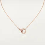 LOVE 7.6MM NECKLACE ROSE GOLD AND SILVER FULL DIAMOND
