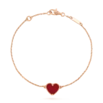 HEART CARNELIAN PINK GOLD BRACELET