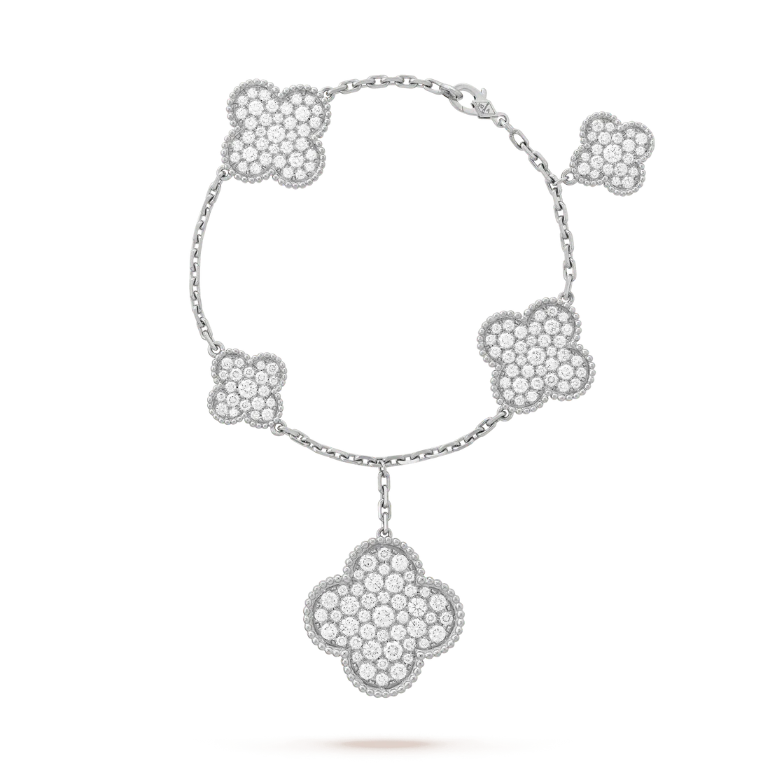 1627001_ccd6db62-6d6d-41f0-b9f4-c180281bac55 CLOVER 6 MOTIFS SILVER DIAMOND BRACELET - Image 1