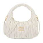 M.iu M.iu | Wander Shoulder Bag in Matelassé Nappa Leather "White"