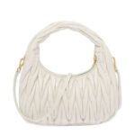 M.iu M.iu | Wander Shoulder Bag in Matelassé Nappa Leather "White" - Image 3