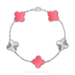 CLOVER 5 MOTIFS PINK MOP BRACELET COLLECTION - Image 3