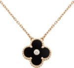 CLOVER 15MM DIAMOND ONYX NECKLACE - Image 2