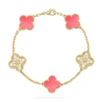 CLOVER 5 MOTIFS PINK MOP BRACELET COLLECTION - Image 4