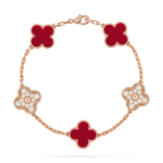 CLOVER 5 MOTIF RED CORNELIAN BRACELET COLLECTION - Image 4