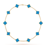 CLOVER 10 MOTIFS BLUE AGATE NECKLACE - Image 4