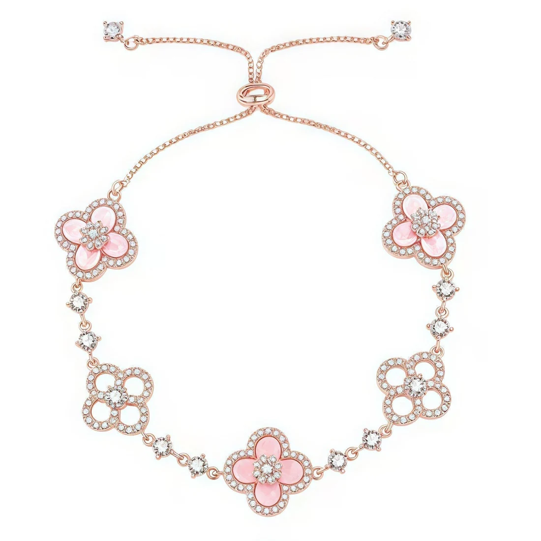 463306299c5b586218a4a76007a98ac_7ca2aff9-0999-4d54-81cb-f86a2e18adcc CLOVER 5 MOTIF PINK BLUE RED WHITE BRACELET - Image 1