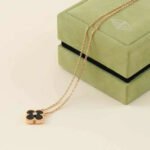 CLOVER 15MM DIAMOND ONYX NECKLACE - Image 3