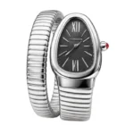 Bvl.gari Watch | Serpenti Tubogas Steel Black Opaline Dial