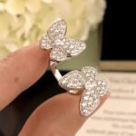 TWIN SILVER BUTTERFLY DIAMOND RING - Image 2