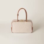 M.iu M.iu |  Beau canvas and leather bag Beige/brandy - Image 4