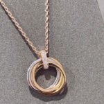 TRINITY NECKLACE SILVER GOLD PINK GOLD DIAMONDS - Image 3