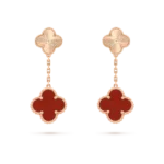 CLOVER 2 MOTIF LASER CARNELIAN EARRINGS