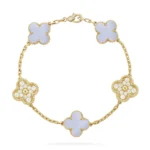 CLOVER 5 MOTIF PURPLE CHALCEDONY BRACELET COLLECTION - Image 4
