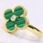 CLOVER MALACHITE RING GOLD DIAMOND - Image 3