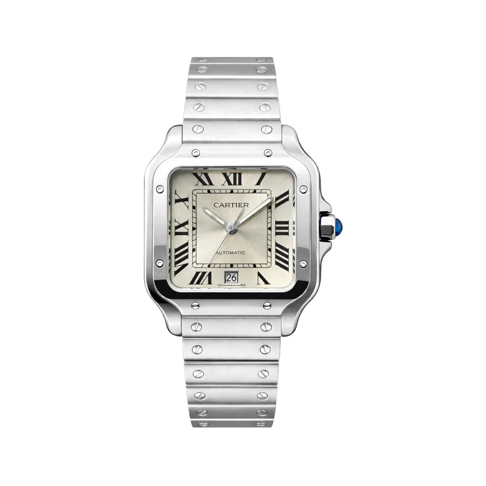 Cartier-Watch-Santos-de-Cartier-Automatic-White-Dial-Silver-1 Car.tier Watch | Santos de Car.tier Automatic White Dial Silver - Image 1