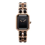 Cha.nel Watch | Première Édition Originale Rose Gold & Black Leather Chain