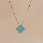 CLOVER 15MM DIAMOND SVRES PORCELAIN NECKLACE SILVER - Image 3