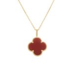 CLOVER 25MM NECKLACE GOLD CARNELIAN - Image 2