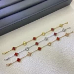 CLOVER 6 MOTIF RED AGATE LASER BRACELET - Image 5