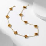 CLOVER 10 MOTIFS TIGER EYE NECKLACE - Image 8