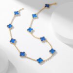 CLOVER 10 MOTIFS BLUE AGATE NECKLACE - Image 3