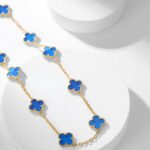 CLOVER 10 MOTIFS BLUE AGATE NECKLACE - Image 7