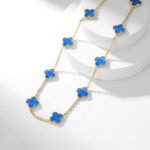 CLOVER 10 MOTIFS BLUE AGATE NECKLACE - Image 8