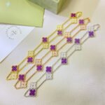 CLOVER 10 MOTIFS PURPLE VIOLET DIAMOND NECKLACE - Image 4