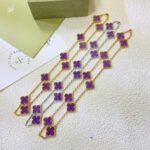 CLOVER 10 MOTIFS PURPLE VIOLET NECKLACE - Image 2