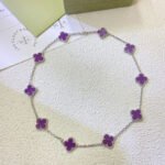 CLOVER 10 MOTIFS PURPLE VIOLET NECKLACE - Image 3