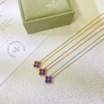 CLOVER 15MM DIAMOND PURPLE VIOLET NECKLACE - Image 5