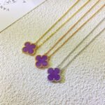 CLOVER 15MM PURPLE VIOLET NECKLACE