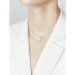 CLOVER 15MM BLUE CHALCEDONY NECKLACE SILVER - Image 4